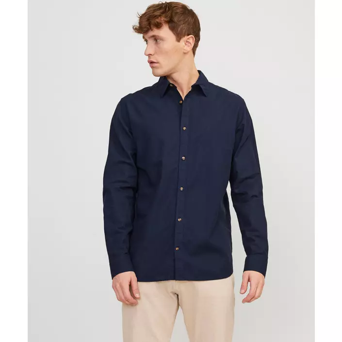 Jack & Jones JJESUMMER skjorte med lin, Navy Blazer, large image number 6