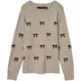 Vero Moda VMDOFFY INTARSIA Damen Strickpullover, Moon Rock/Black Bows Vero Moda VMDOFFY INTARSIA Damen Strickpullover, Moon Rock/Black Bows