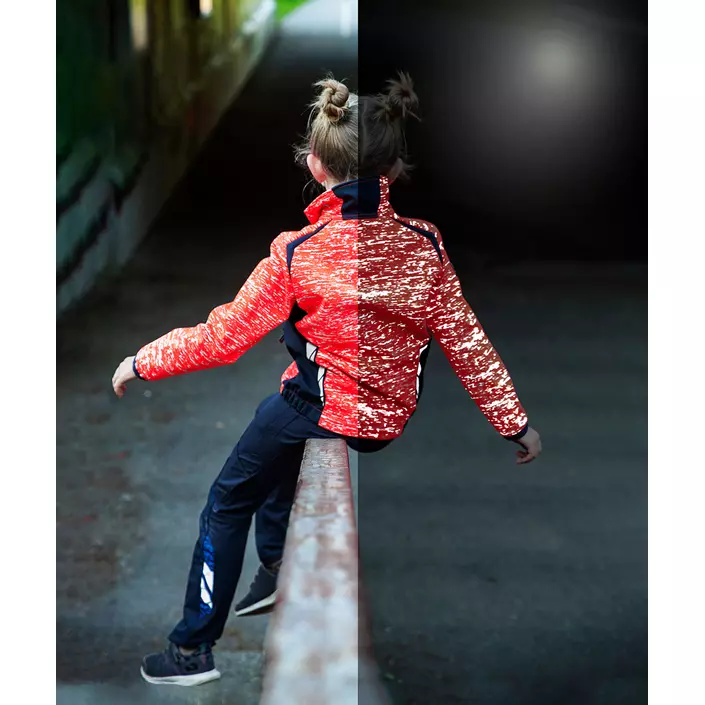 Mascot Accelerate Safe softshell jacket for kids, Hi-Vis Red/Dark Marine, large image number 1