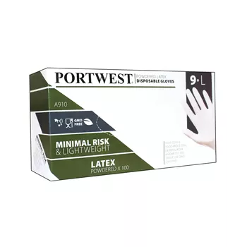 Portwest A910 latex disposable gloves with powder 100-pack, White
