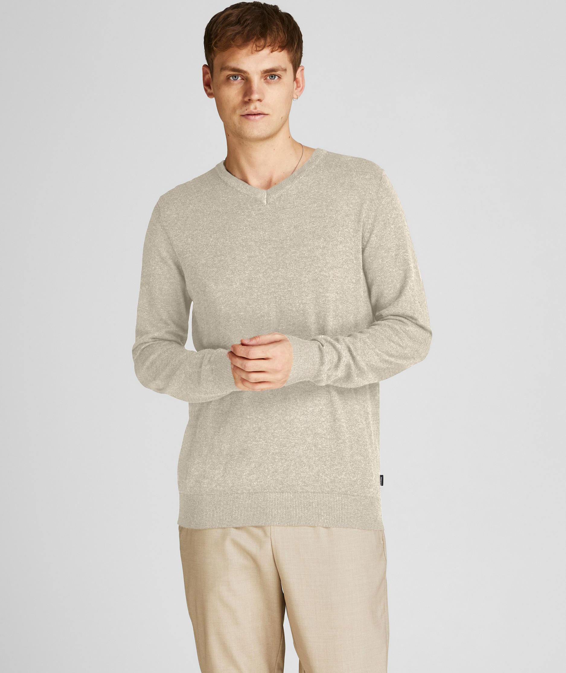 Jack & Jones JJEEMIL knitted pullover, Oatmeal Melange, large image number 1