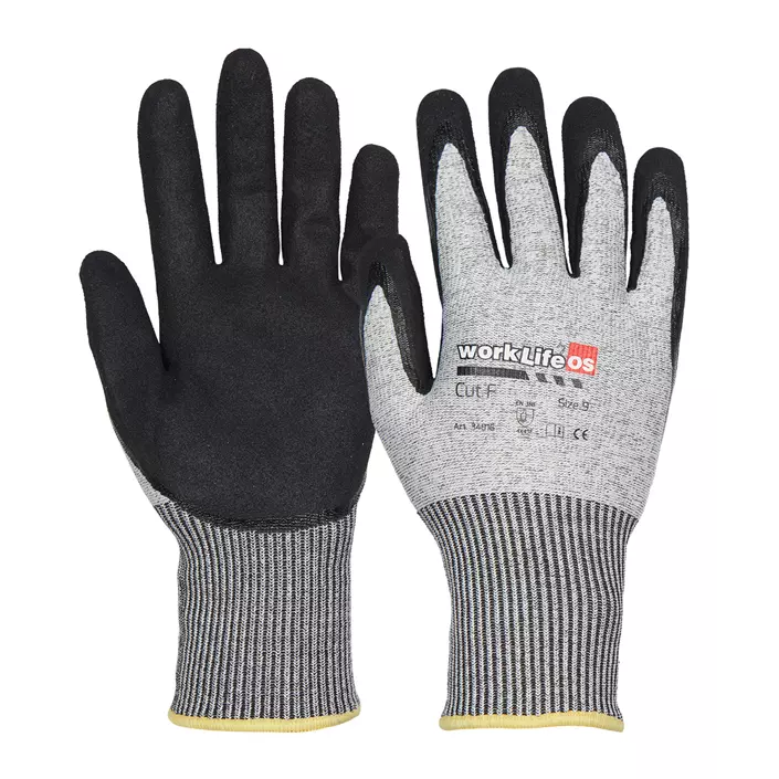OS Worklife cut protection gloves Cut F, Grey/Black, large image number 0