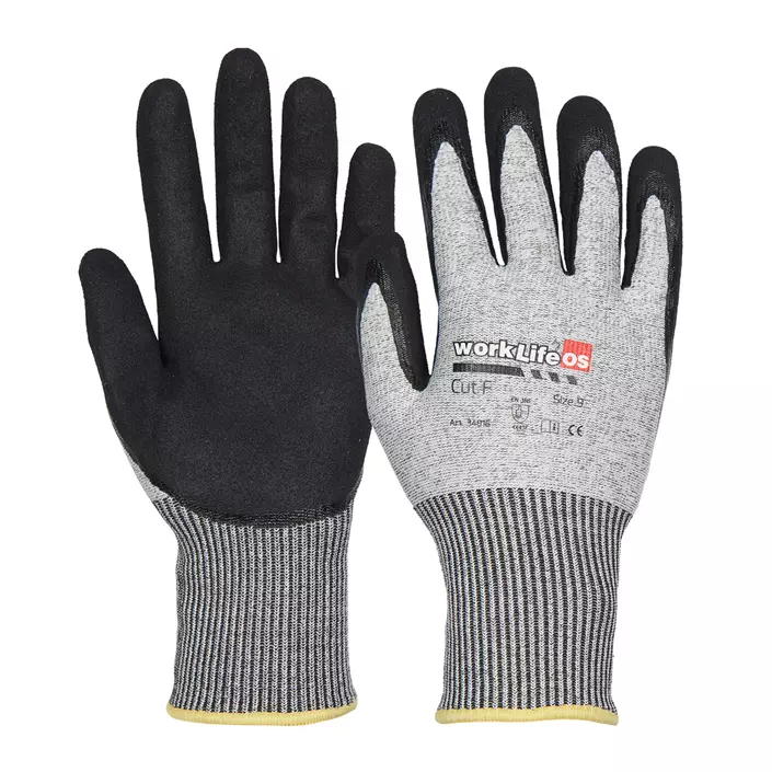 OS Worklife cut protection gloves Cut F, Grey/Black, large image number 0