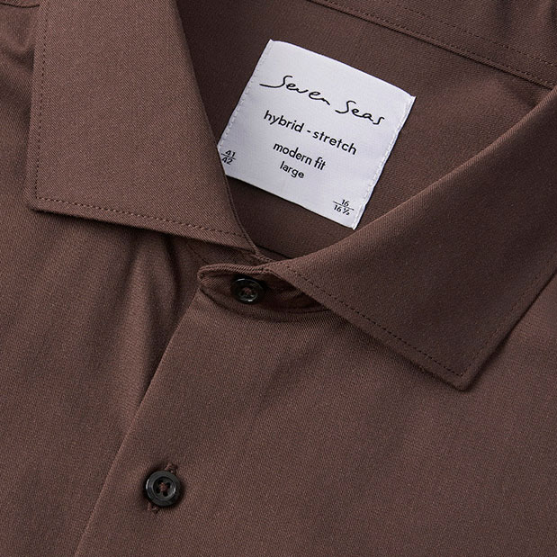Seven Seas hybrid Slim fit skjorte, Mocca, large image number 4