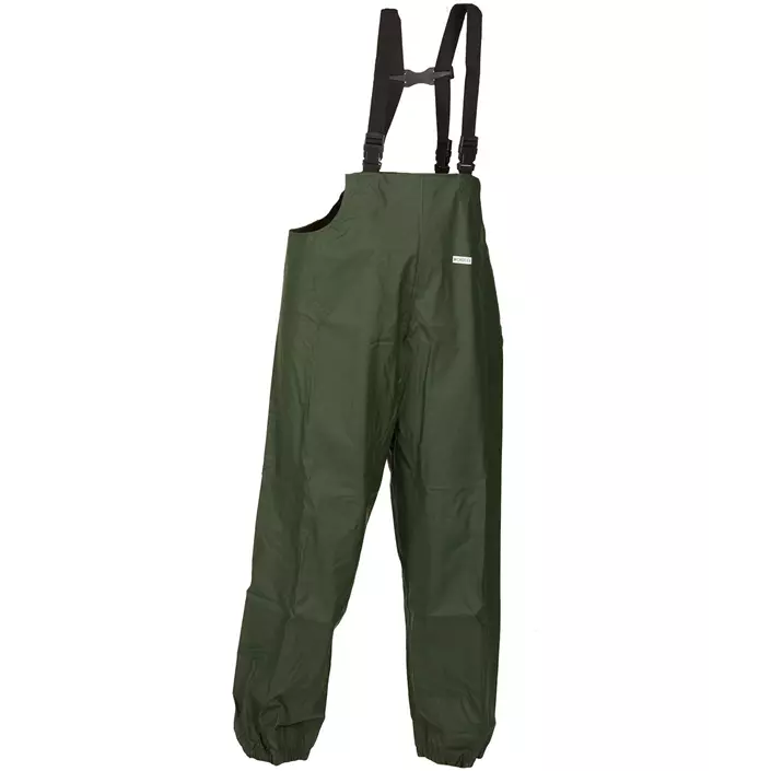Lyngsøe PU Rain bib and brace trousers LR1455, Green, large image number 0