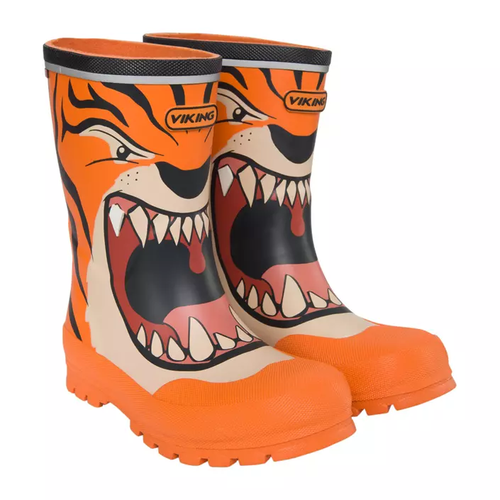 Viking Jolly Print gummistøvler til børn, Orange/multi, large image number 1