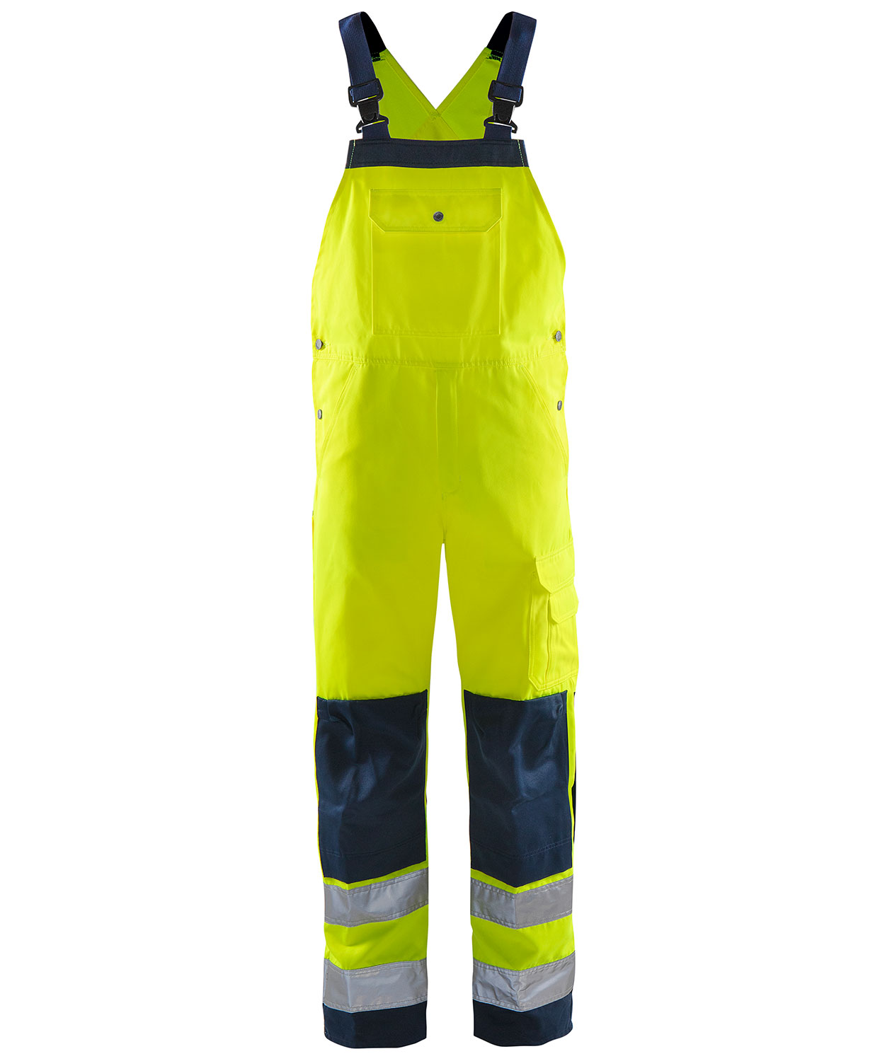 Fristads work bib and brace, Hi-Vis yellow/marine, Hi-Vis yellow/marine, swatch