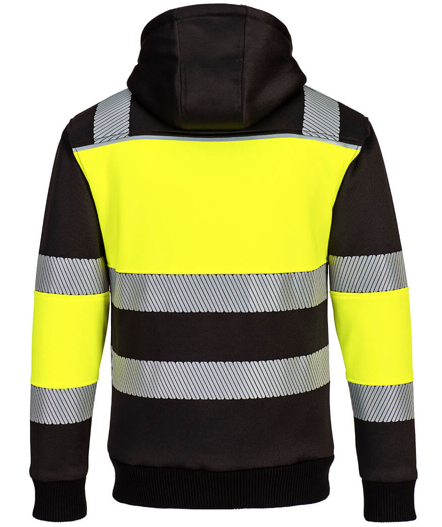 Portwest PW3 hoodie med dragkedja, Varsel Gul/Svart