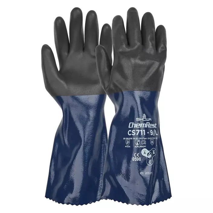 Showa CS711 chemical protective gloves, Blue/Black, large image number 0