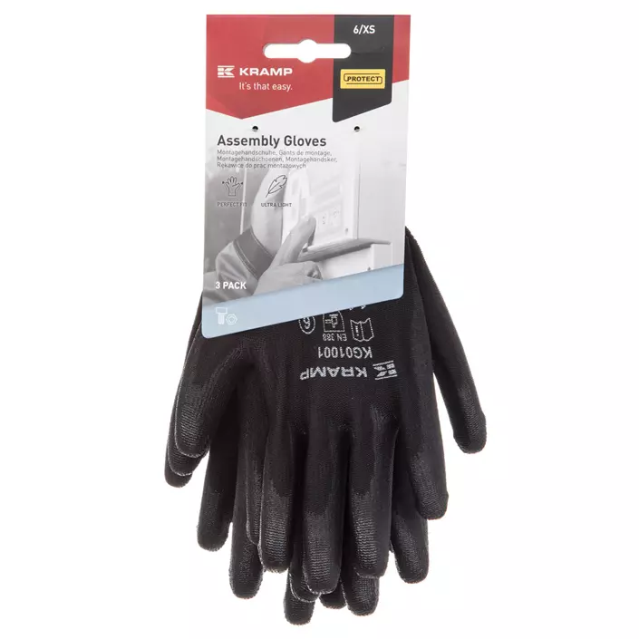 Kramp 3-pack mounting gloves, Black, large image number 2