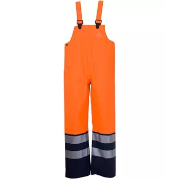 Abeko Atec rain bib and brace trousers, Hi-vis Orange/Marine