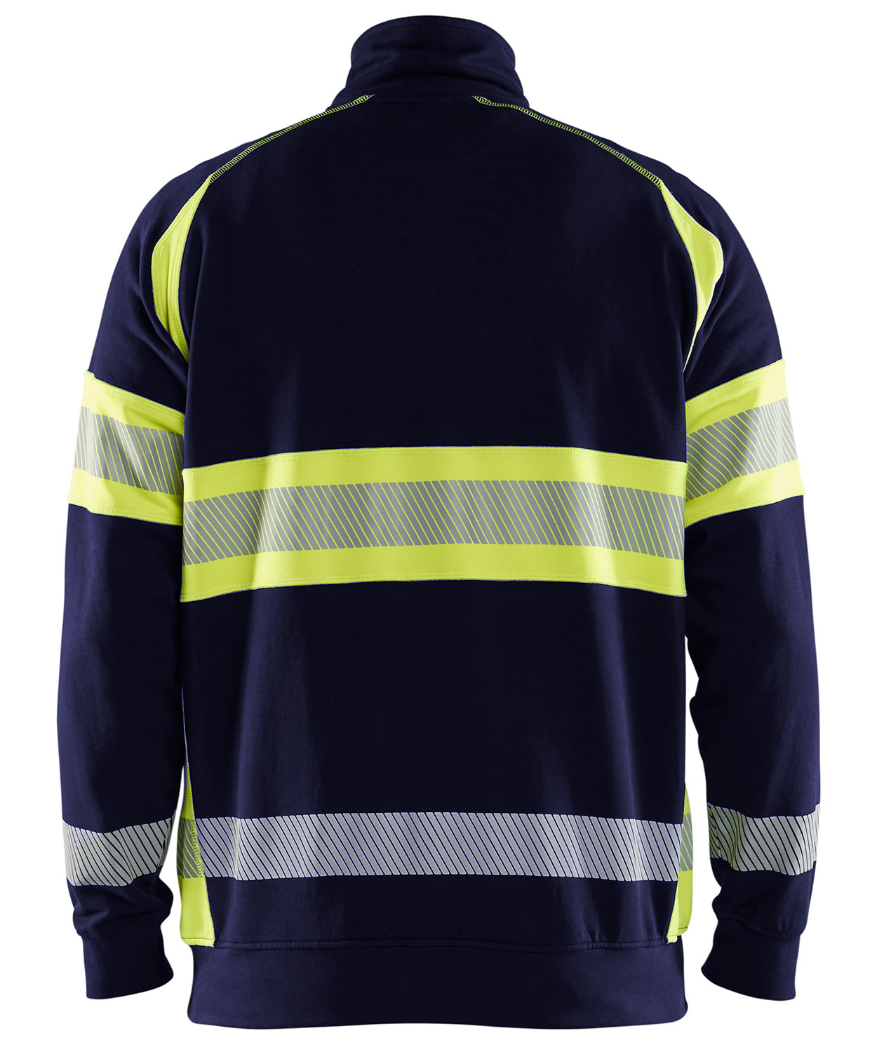 Bl&aring;kl&auml;der half Zip Sweatshirt, Marine/Hi-Vis gelb