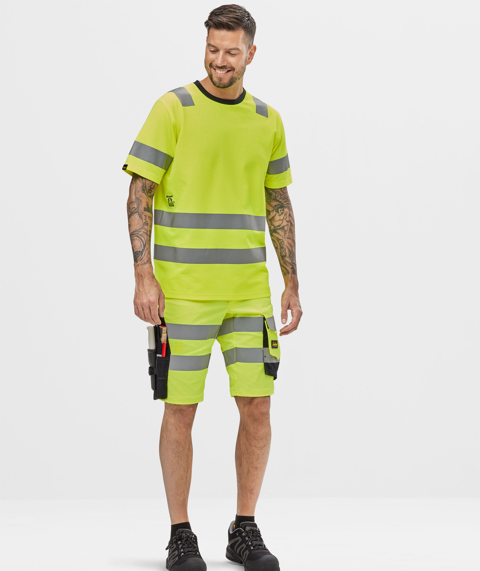 Snickers arbejdsshorts 6136, Hi-vis Gul/Sort, large image number 1