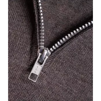 Clipper Milan knitted pullover with zipper, Dark Khaki Melange