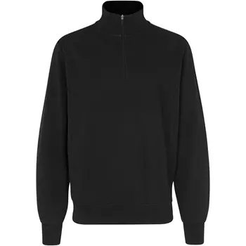 ID Sweatshirt mit kurzem Reißverschluss, Schwarz