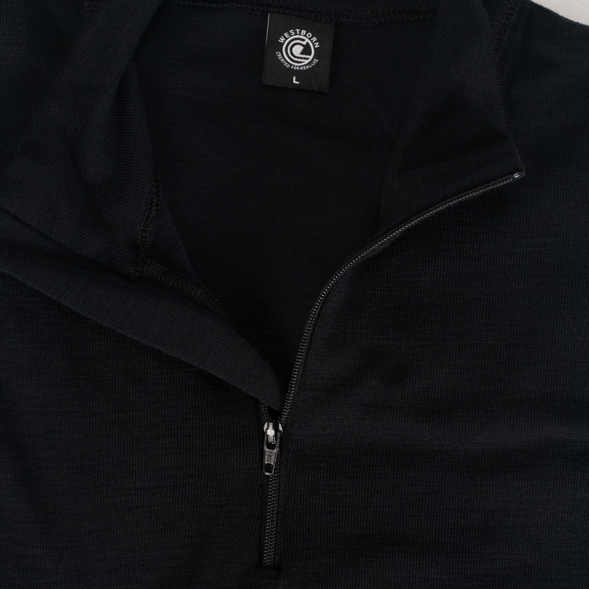 Westborn half zip long-sleeved T-shirt with merino wool, Black, large image number 3