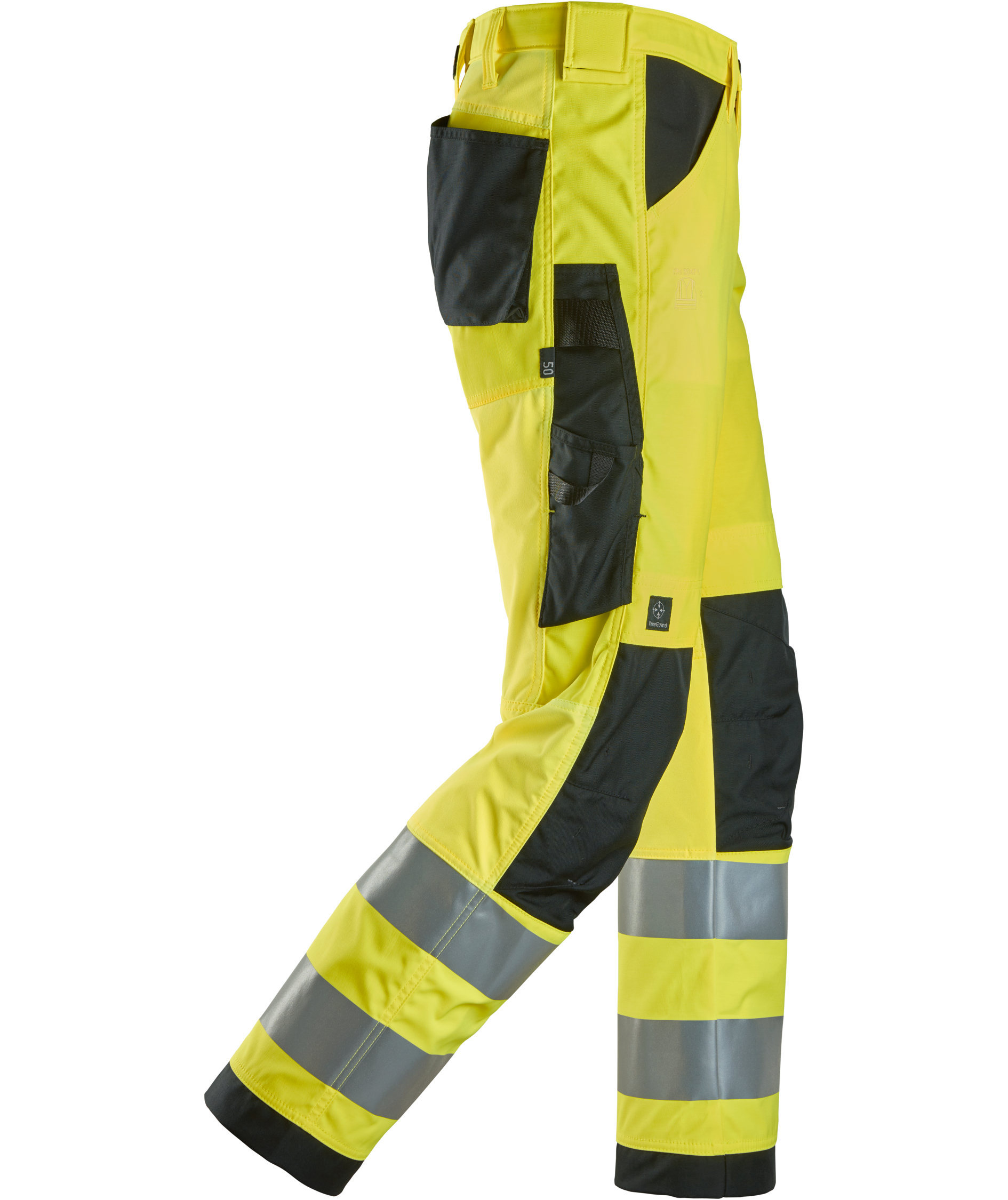 Snickers arbejdsbukser 6338, Hi-vis Gul/Sort, large image number 2