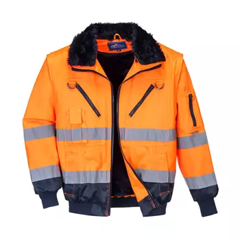Portwest 3-in-1 pilot jacket, Hi-vis Orange/Marine