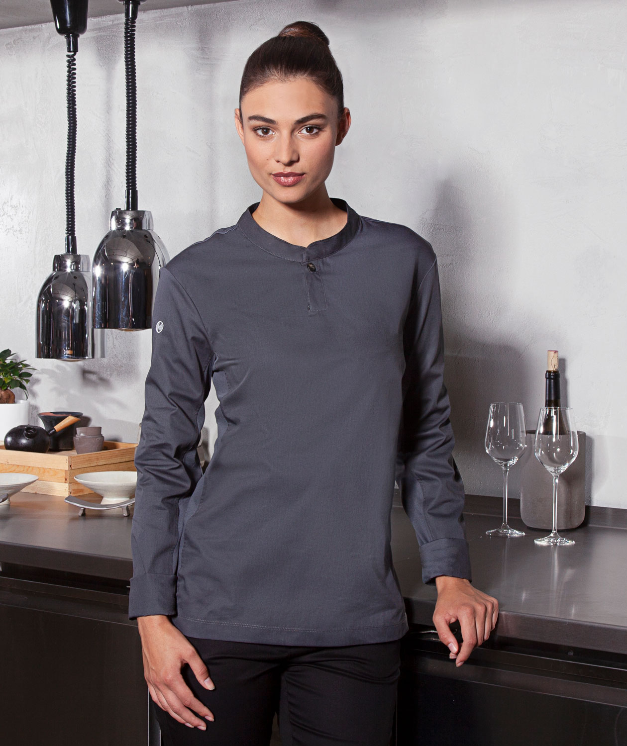 Karlowsky Performance dame lang&aelig;rmet polo t-shirt, Antracit, large image number 1