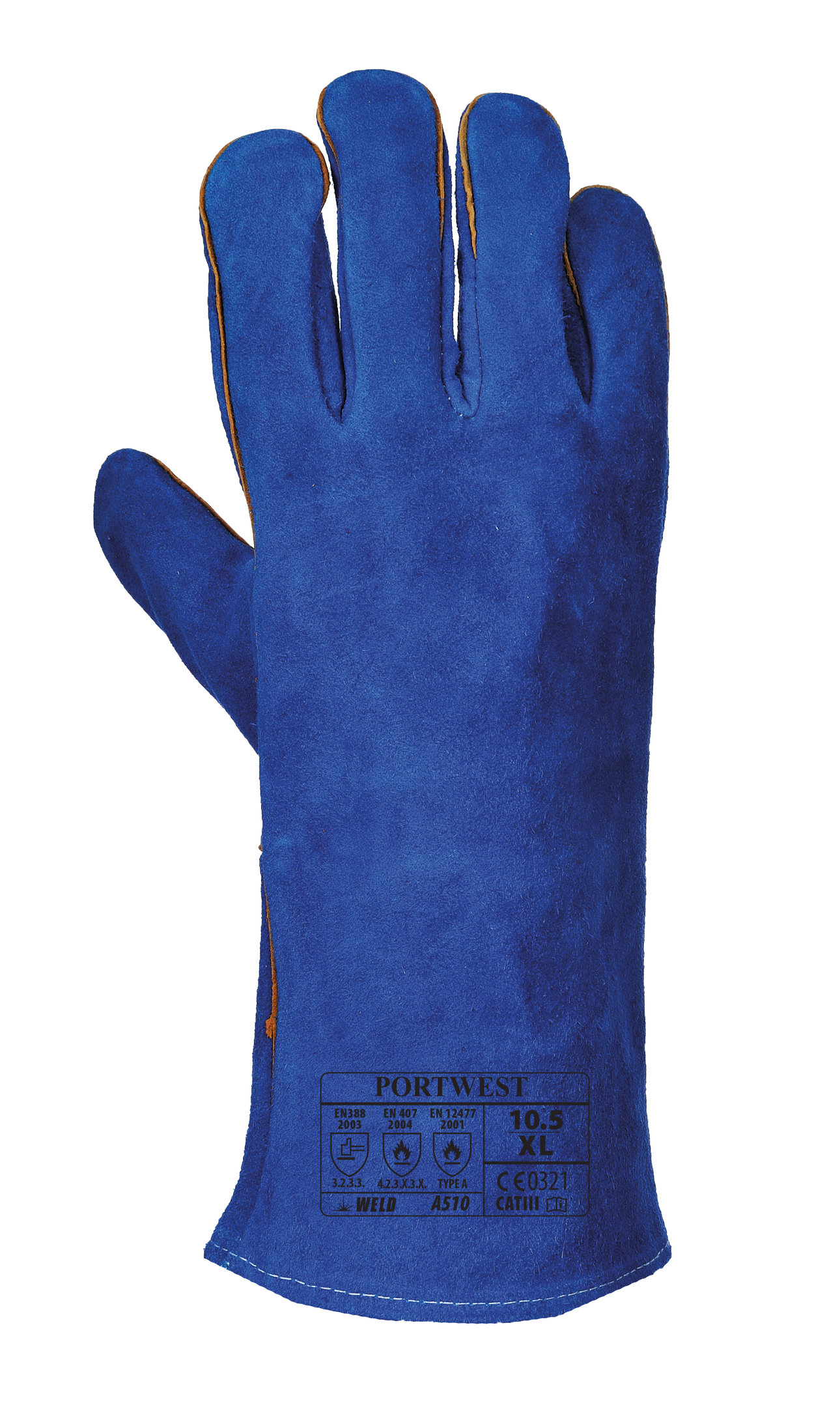 Portwest A500 svejsehandsker, Bl&aring;, large image number 2