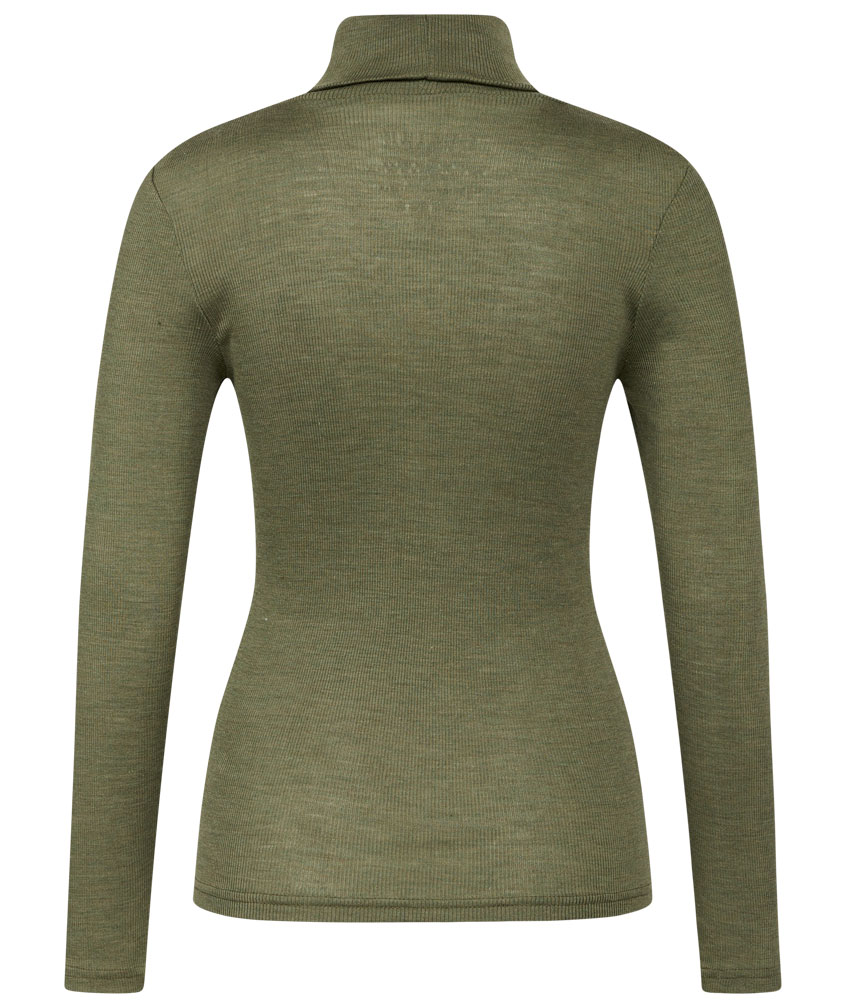 Claire Woman Alys women's knitted pullover with merino wool, Olivine melange