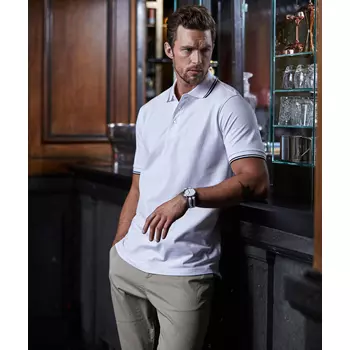 Tee Jays Luxury Stripe Stretch Poloshirt, White/Navy