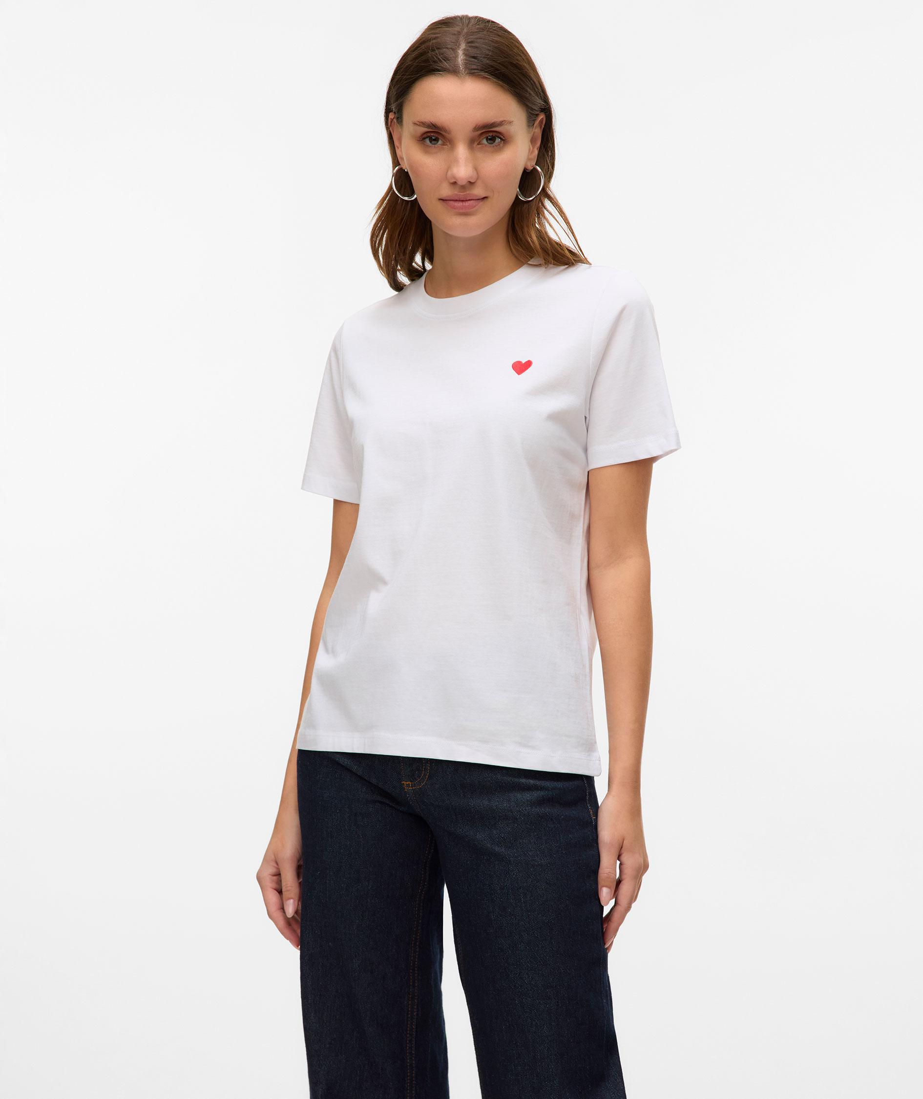 Vero Moda VMPAULINA dame T-skjorte, Bright White Red Heart, large image number 4
