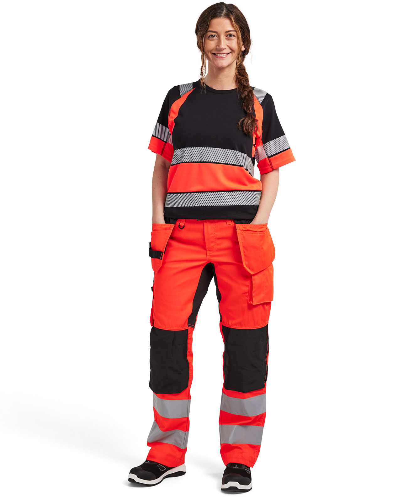 Bl&aring;kl&auml;der women's T-shirt, Black/Hi-Vis Red