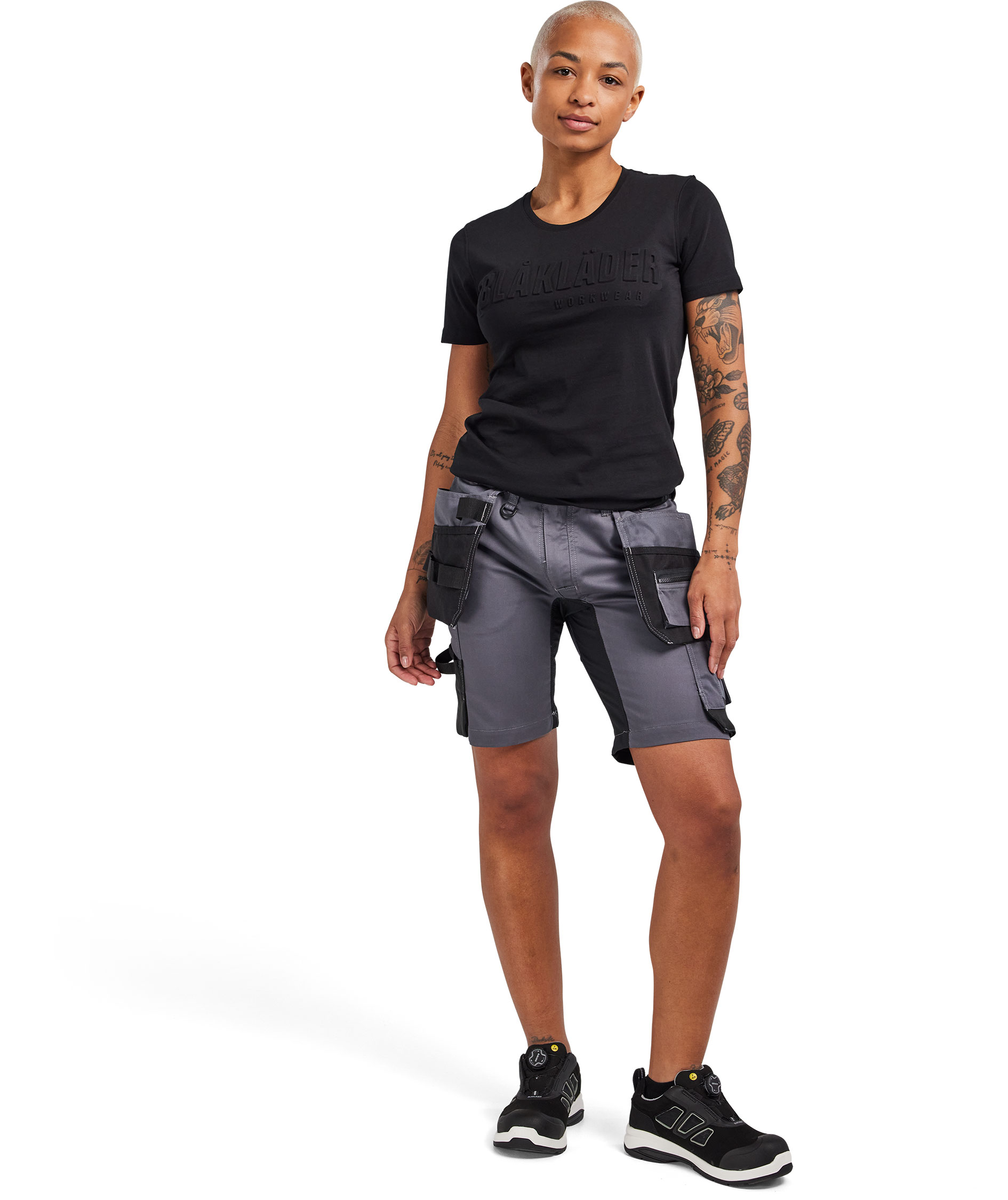 Bl&aring;kl&auml;der dame h&aring;ndv&aelig;rkershorts, Mellemgr&aring;, large image number 1