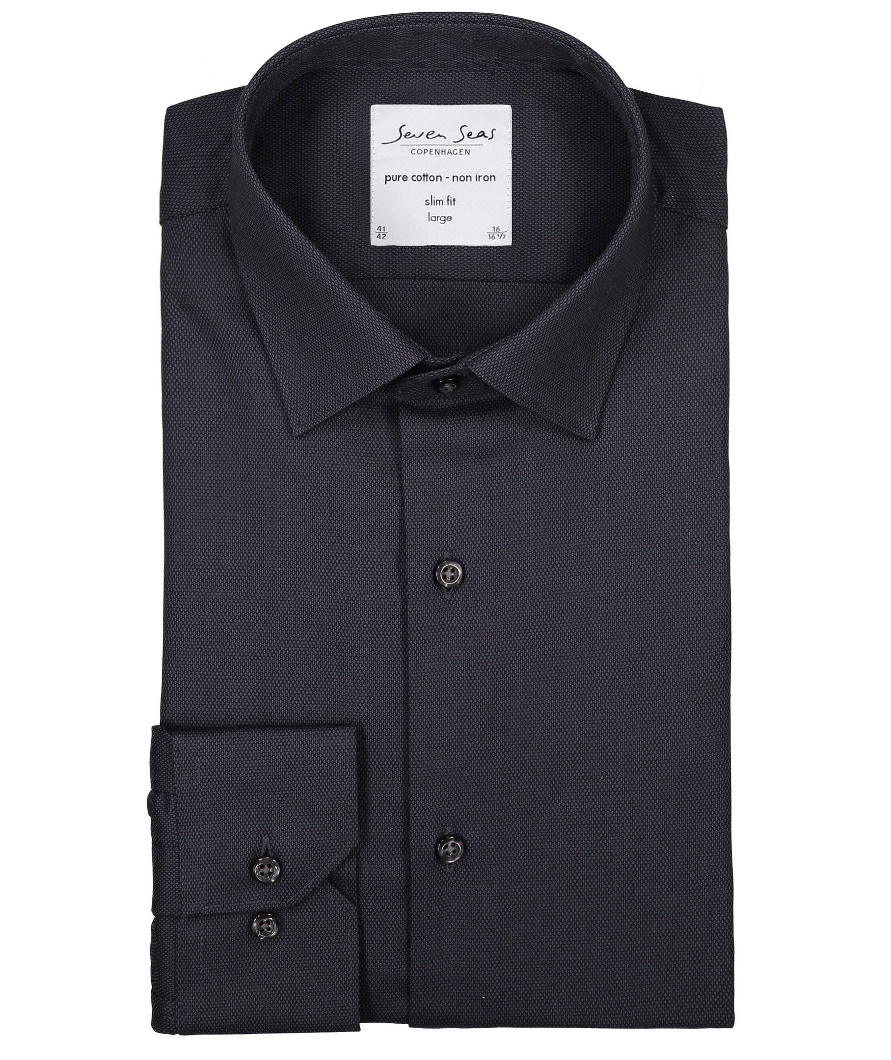 Seven Seas Dobby Royal Oxford Slim fit skjorte, Koksgr&aring;, large image number 4