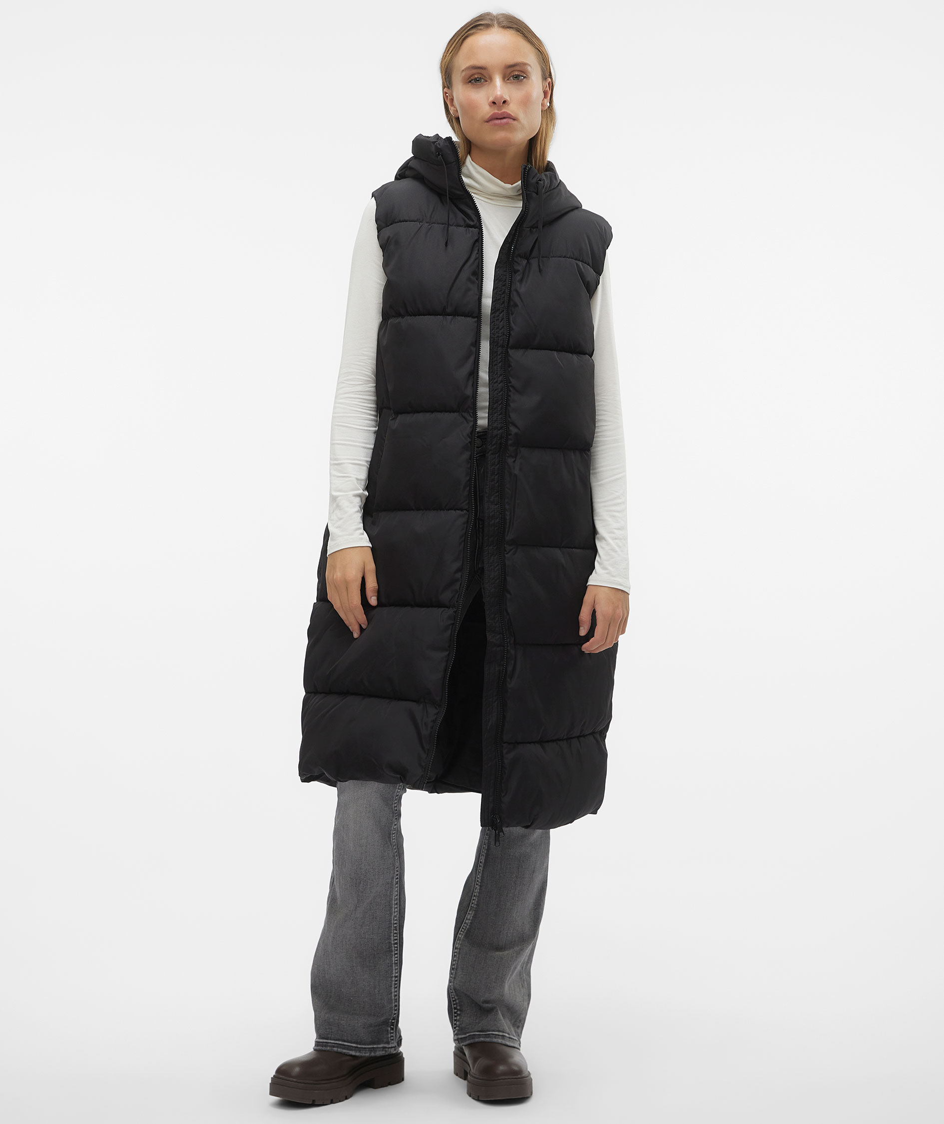 Vero Moda VMLIGAANE long quilted vest, Black, large image number 5