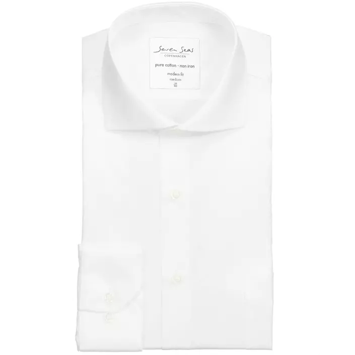 Seven Seas modern fit Poplin skjorte, Hvid, large image number 4