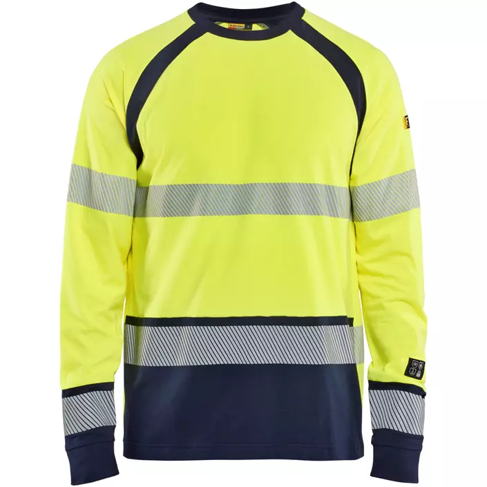 Blåkläder Multinorm langermet T-skjorte, Hi-Vis gul/marineblå, large image number 0