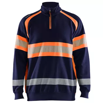 Blåkläder half zip collegegenser, Marine/Hi-Vis Oransje