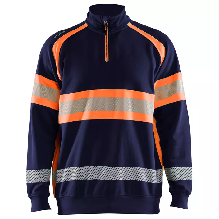 Blåkläder half zip collegegenser, Marine/Hi-Vis Oransje, large image number 0