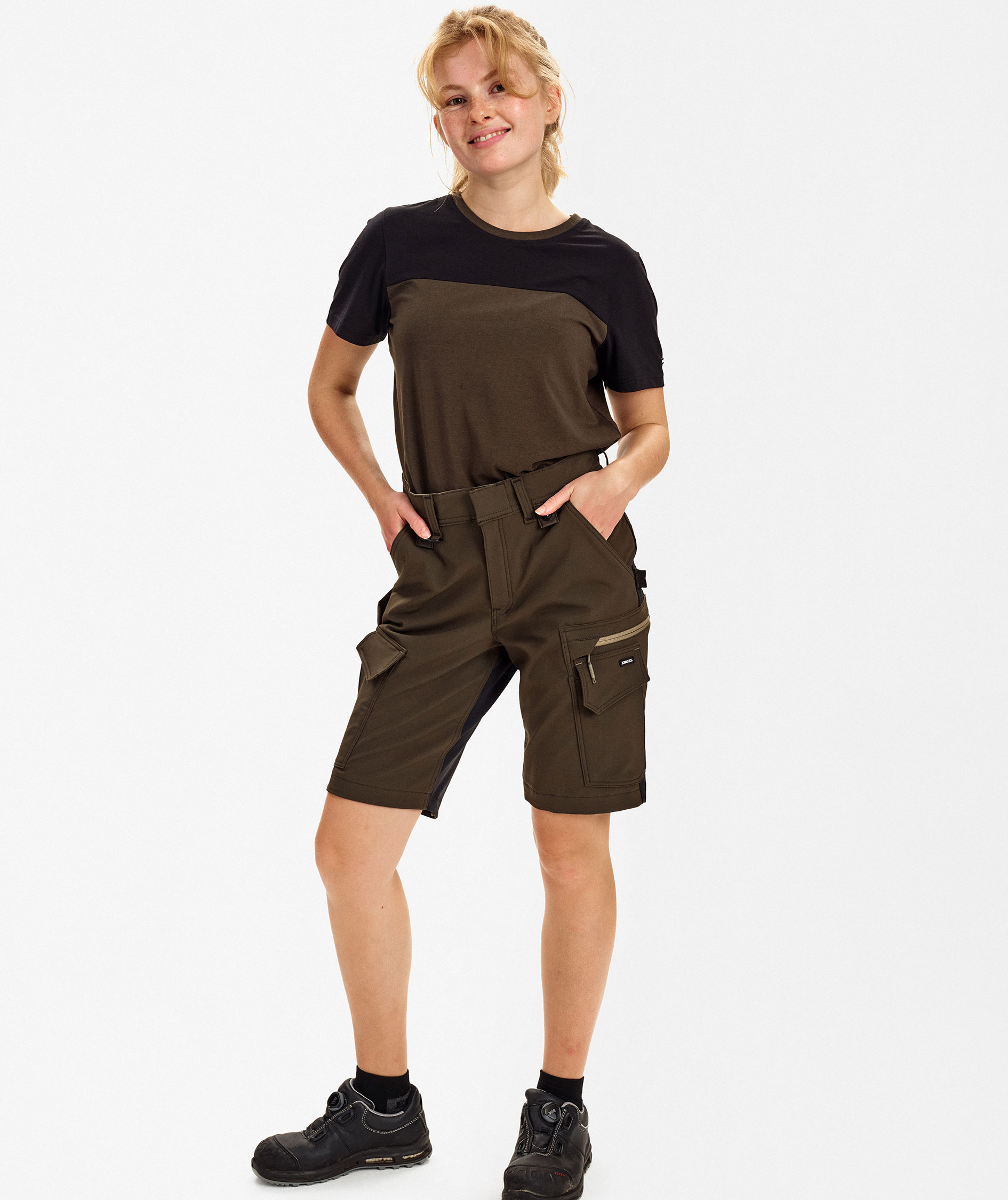 Engel Entire women's work shorts full stretch, Forest Green/Black
