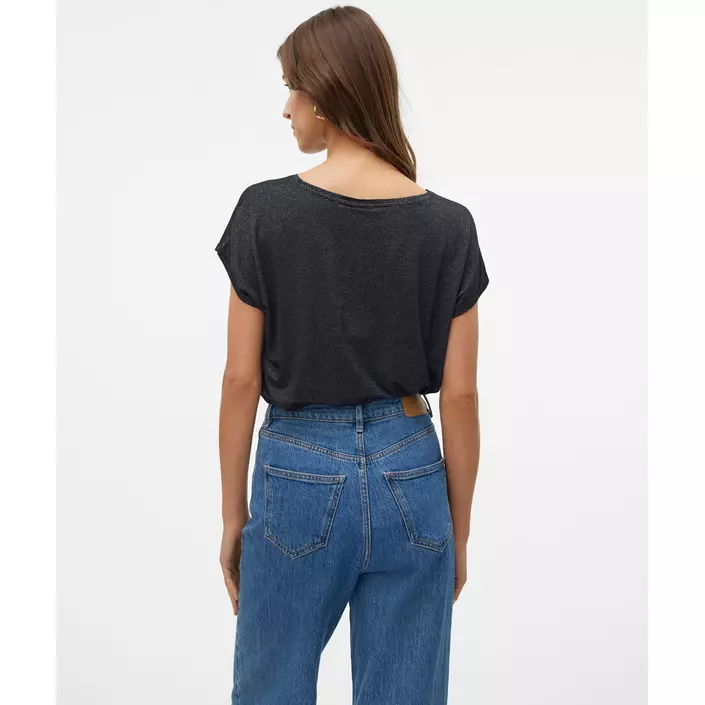 Vero Moda VMLAVA GLITTER dame T-shirt, Black/Silver Lurex, large image number 2