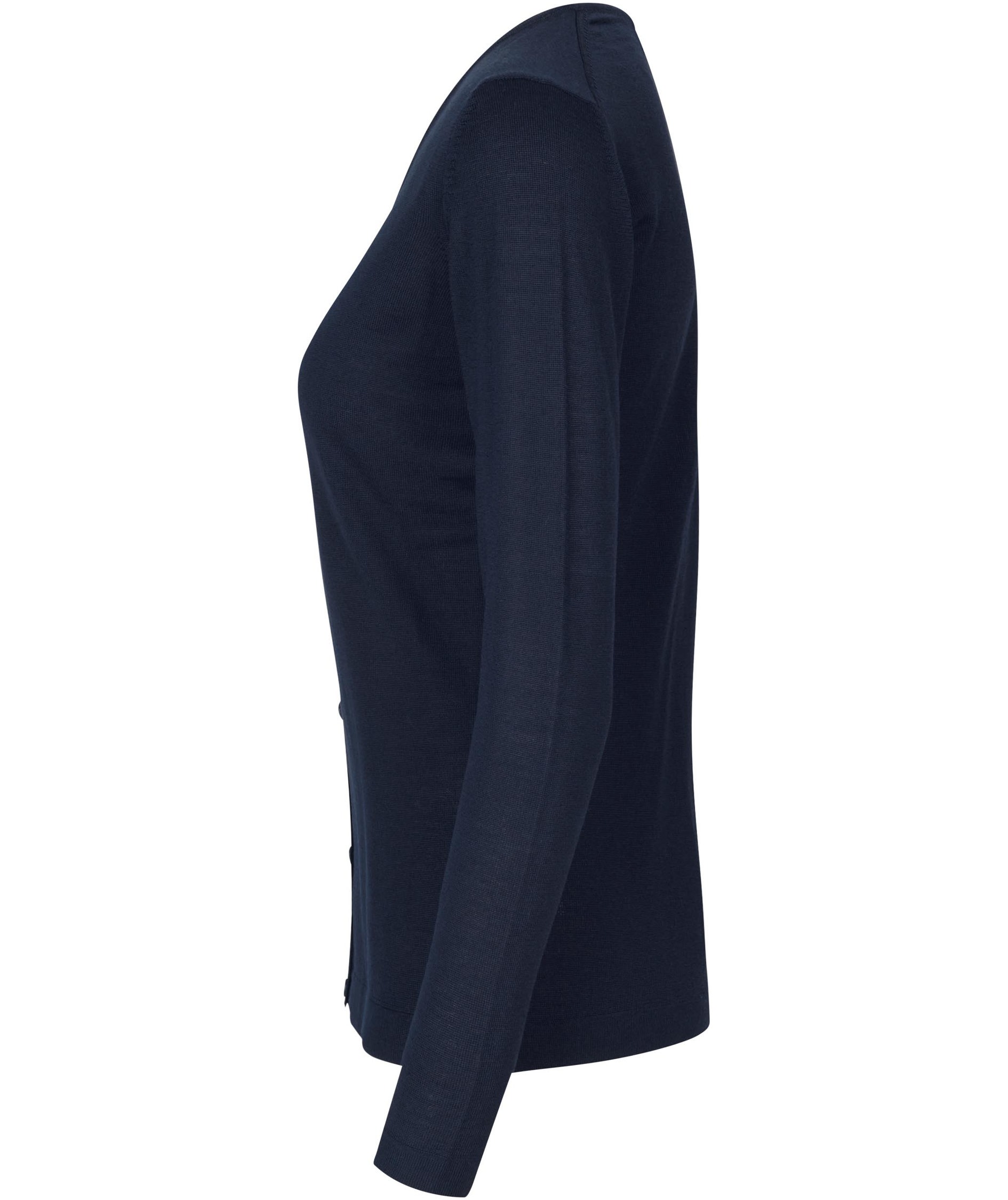 ID stickad cardigan med merinoull dam, Marinbl&aring;, large image number 2