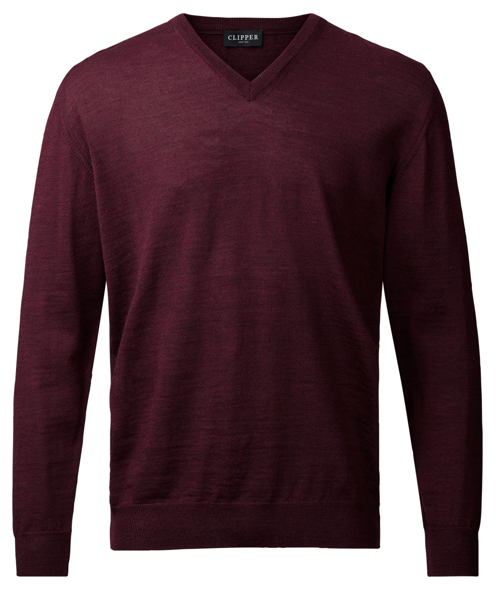 Clipper Milan knitted pullover with merino wool, Burgundy melange, Burgundy melange, swatch