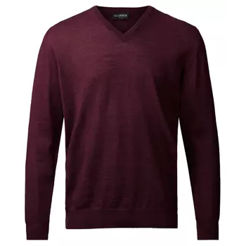 Clipper Milan knitted pullover with merino wool, Burgundy melange