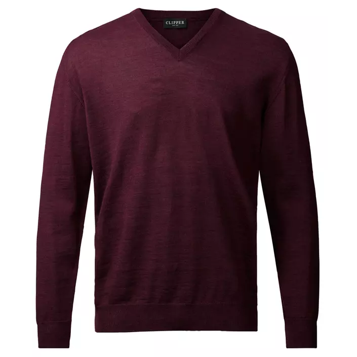 CC55 Milan stickad tröja med merinoull, Burgundy melange, large image number 0
