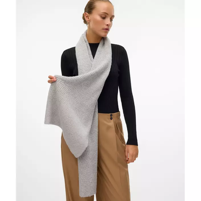 Vero Moda VMGILA Rib tørkle, Light Grey Melange, Light Grey Melange, large image number 1