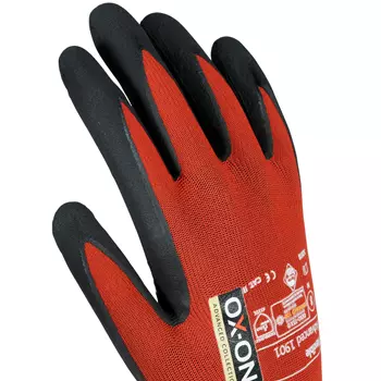 OX-ON Flexible Advanced 1901 work gloves with dots, Red/Black