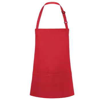 Karlowsky Basic bröstlappsförkläde med fickor, Röd