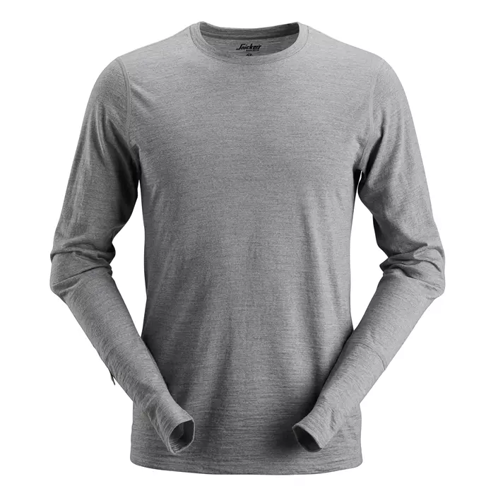 Snickers AllroundWork long-sleeved T-shirt 2427 merino wool, Grey Melange, large image number 0