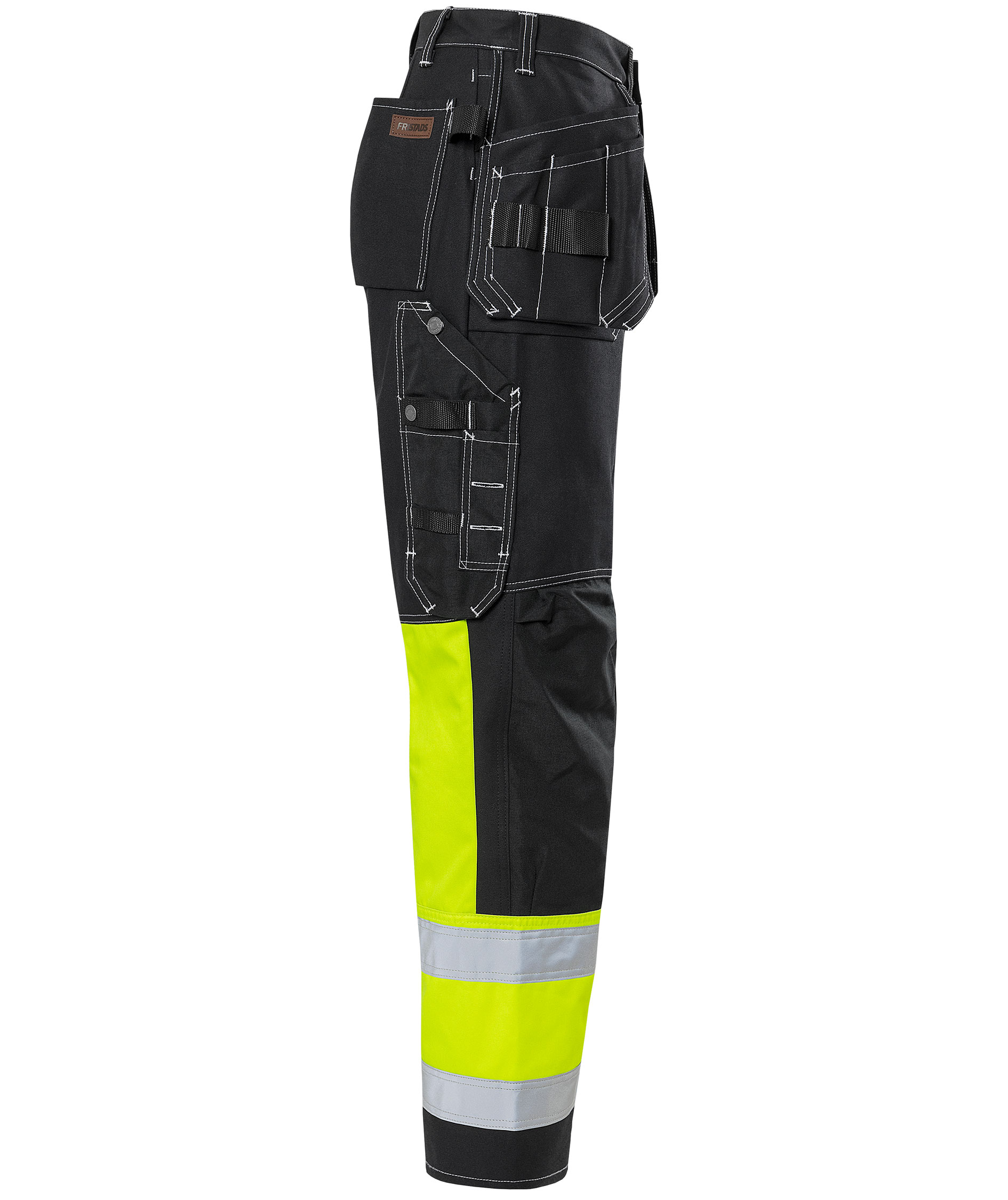 Fristads h&aring;ndv&aelig;rkerbukser 247 FAS, Sort/Hi-Vis Gul, large image number 2