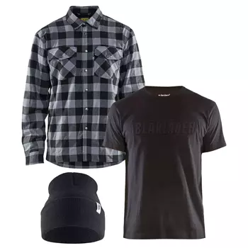 Blåkläder set med flanellskjorta, T-shirt och mössa
