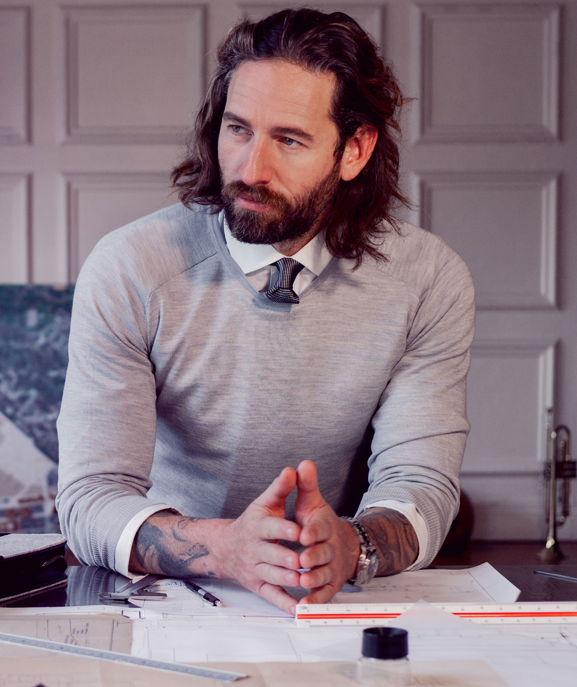 J. Harvest & Frost Strickpullover mit Merinowolle, Light Grey Melange