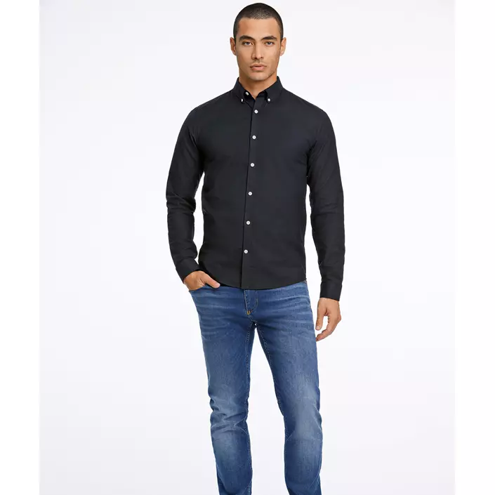 Lindbergh Oxford superflex skjorta, Black, large image number 1