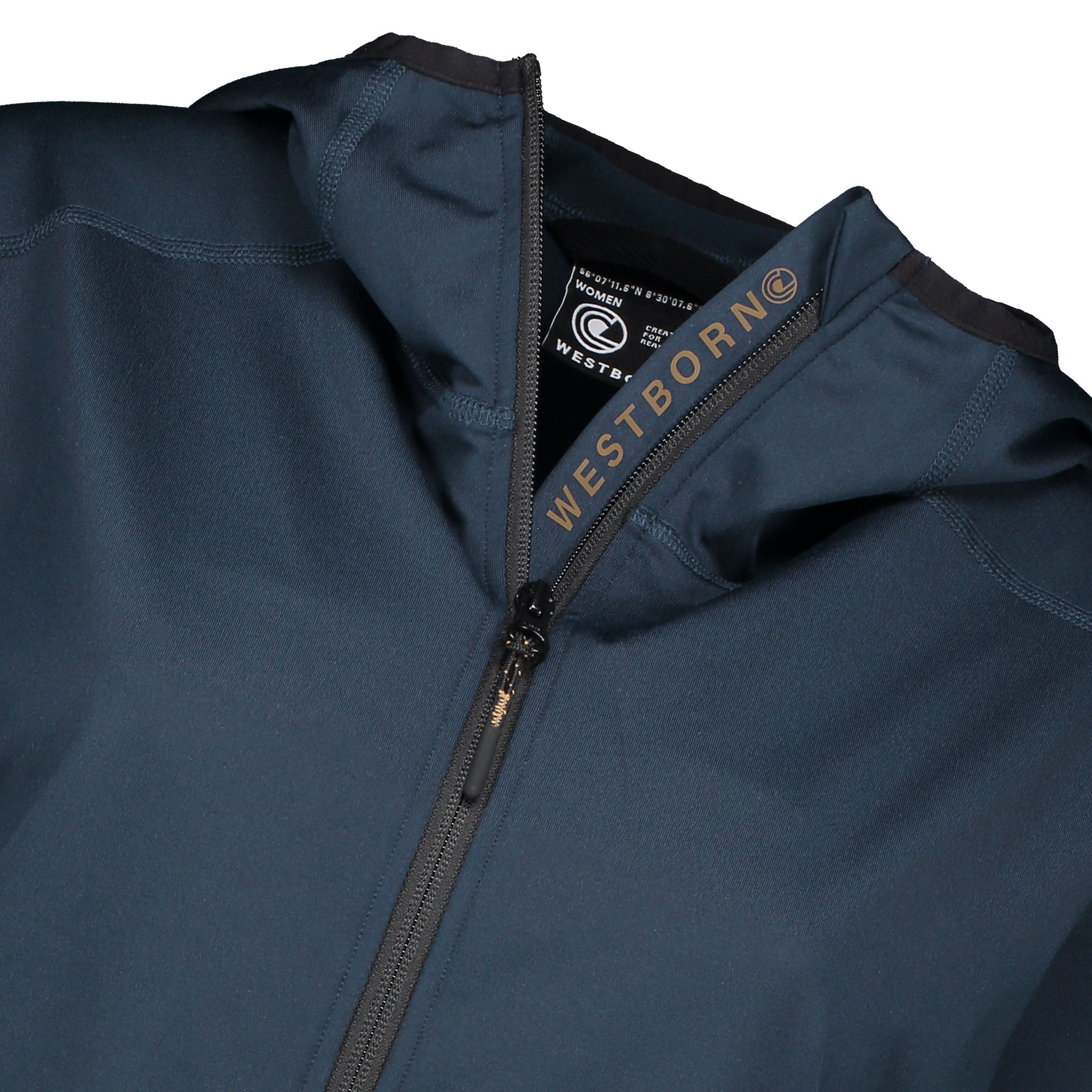 Westborn hoodie med dragkedja dam, Midnight Blue, large image number 2